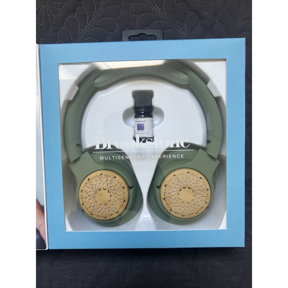 Brookstone Green Aroma Wireless Headphones, Bluetooth,Immersive Multisensory NIB - Picture 6 of 8